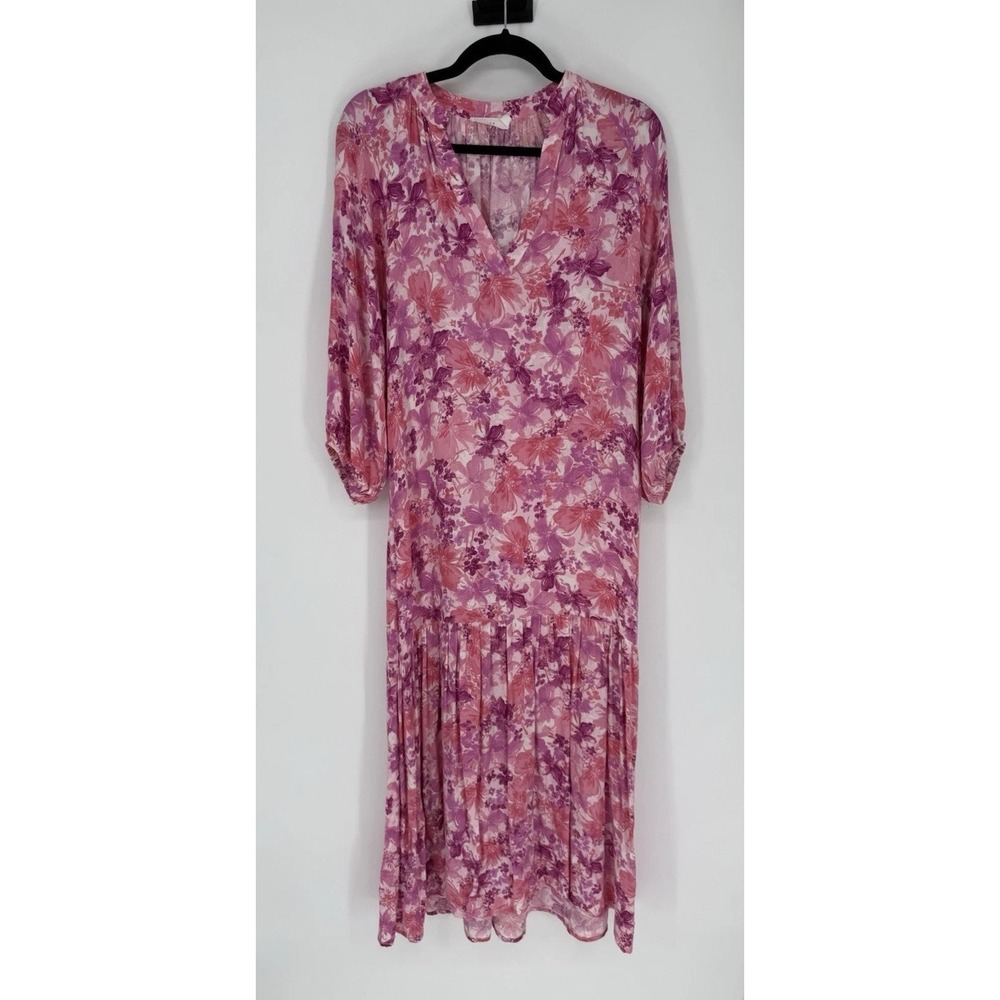 Lush Maxi Dress Women's Small Pink Purple Rayon Cottagecore Fairy Garden Coastal